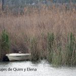 Barca en la desembocadura mientras llueve en el Delta